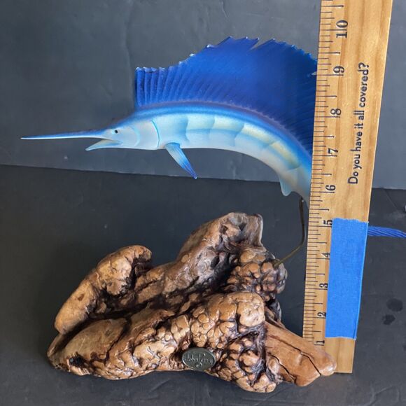 Vintage JOHN PERRY Blue Marlin Swordfish Jumping Out Water Sculpture